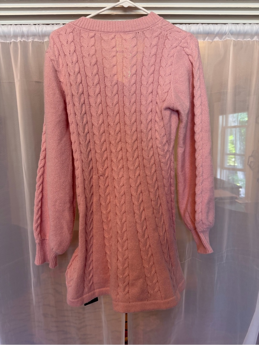 HALARA Pink Cable-Knit Long Sleeve Dress